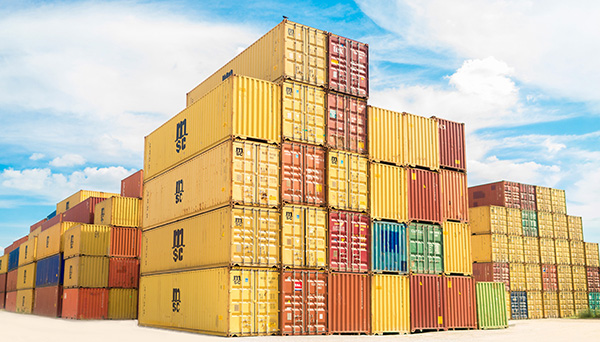 20 years of NAFTA - Freight transportation containers piled up